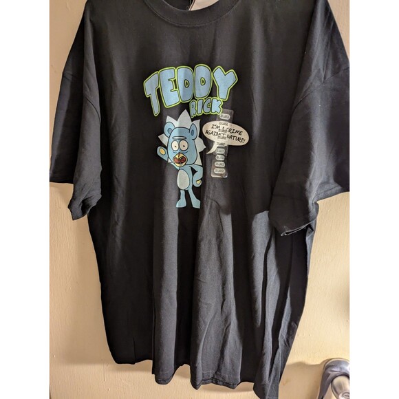 Rick And Morty Men's Black Teddy Rick Crew Neck Short Sleeve T Shirt Size 2XL - Picture 1 of 4